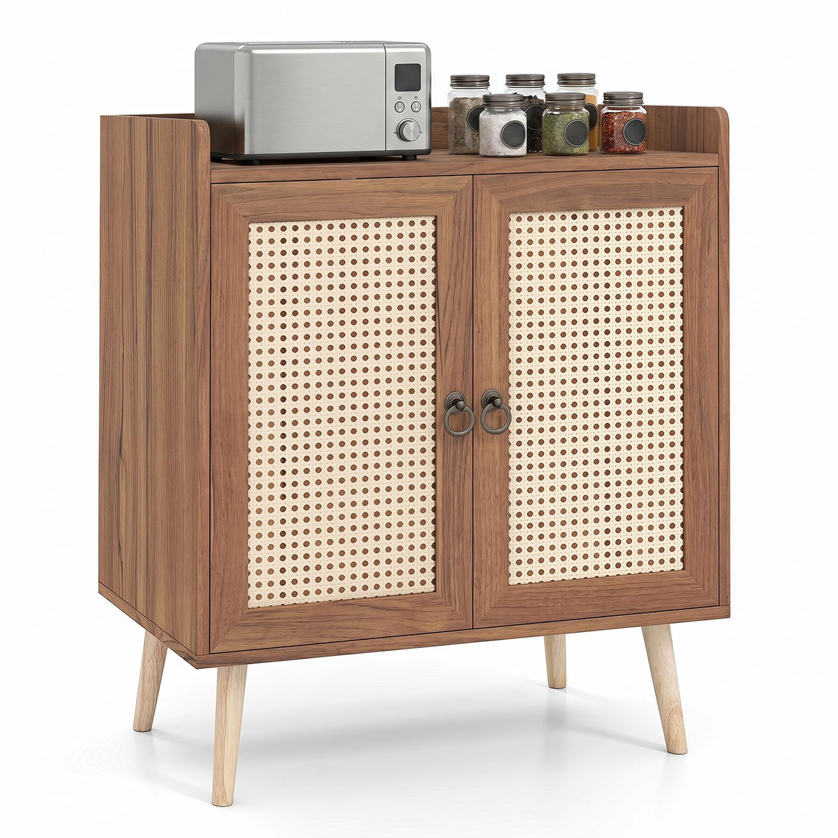 Giantex Sideboard Buffet Cabinet, Rattan Coffee Bar Cabinet with 2 Doors