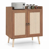 Giantex Sideboard Buffet Cabinet, Rattan Coffee Bar Cabinet with 2 Doors