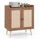 Giantex Sideboard Buffet Cabinet, Rattan Coffee Bar Cabinet with 2 Doors