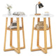 Giantex Round Side Table Set of 2 with Lower Shelf, Solid Bamboo Frame