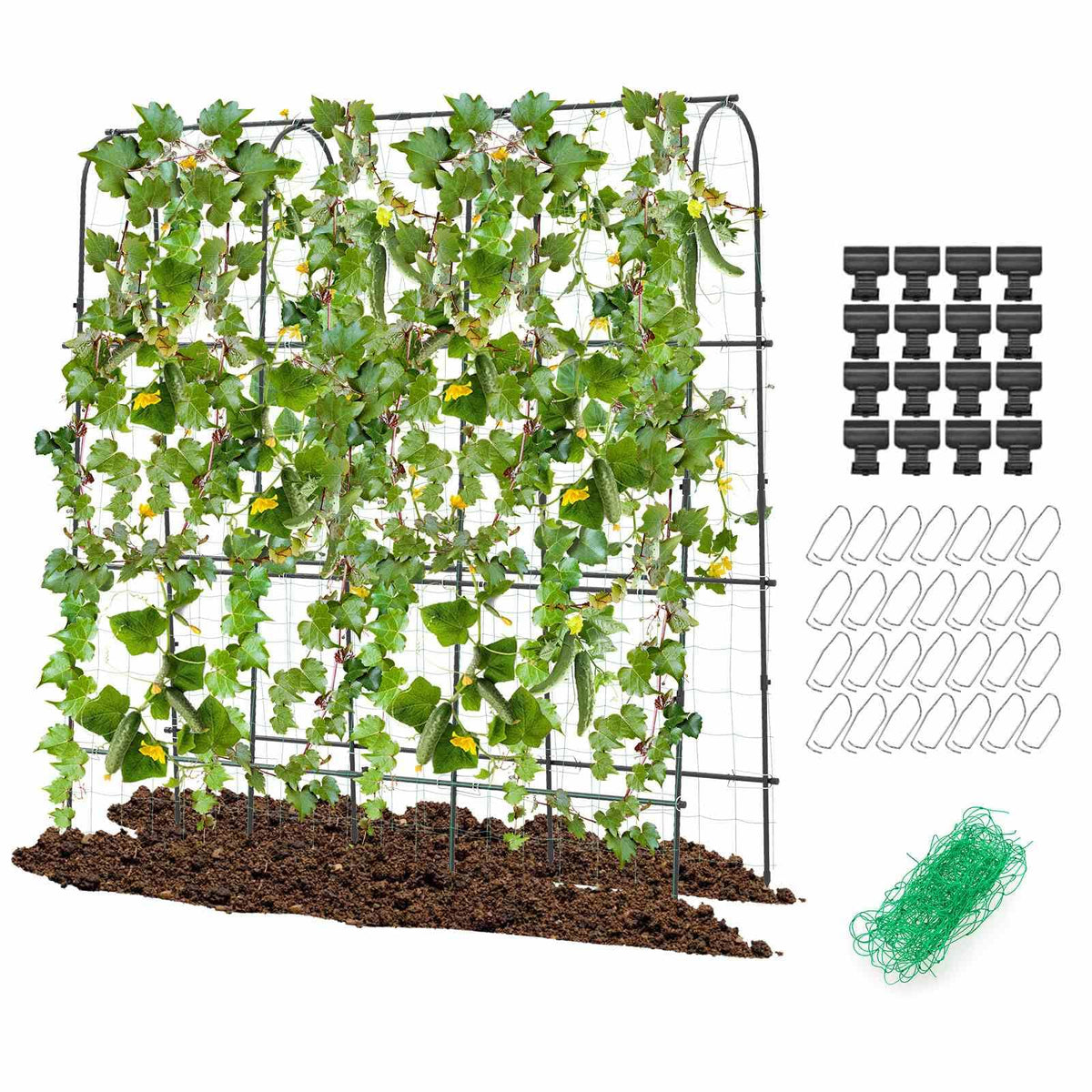 Garden Arched Trellis for Climbing Plants U-Shaped with Netting