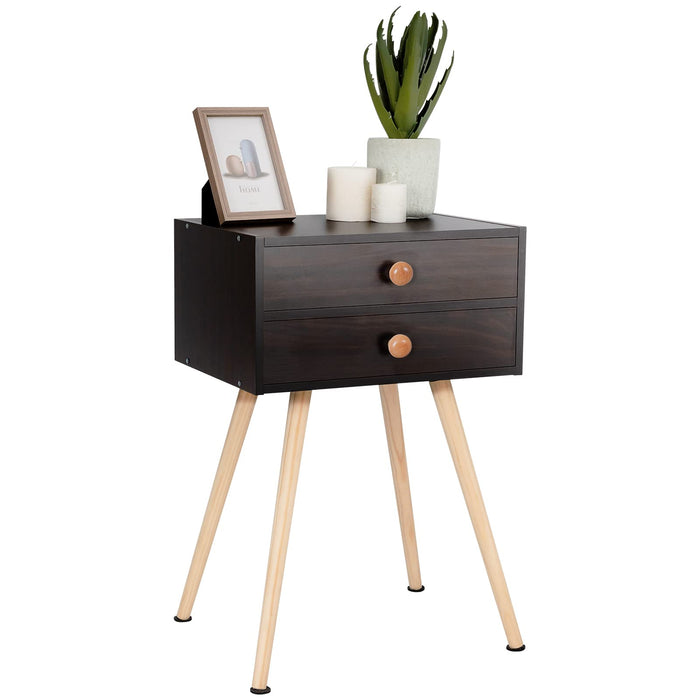 GIANTEX Nightstand w/2 Drawers, Home Furniture Bedside Table