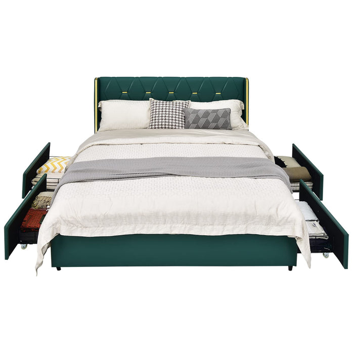 Giantex Bed Frame w/ High Headboard & Drawers