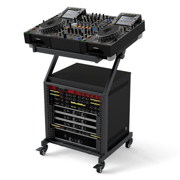 2 Layer Professional Audio Rack Mount with Lockable Wheels