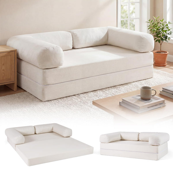 4-in-1 Folding Sofa Bed Convertible Futon Couch with Comfy Corduroy Cover