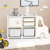 Truck-shaped Toddler Storage Cabinet with Bins & Drawers