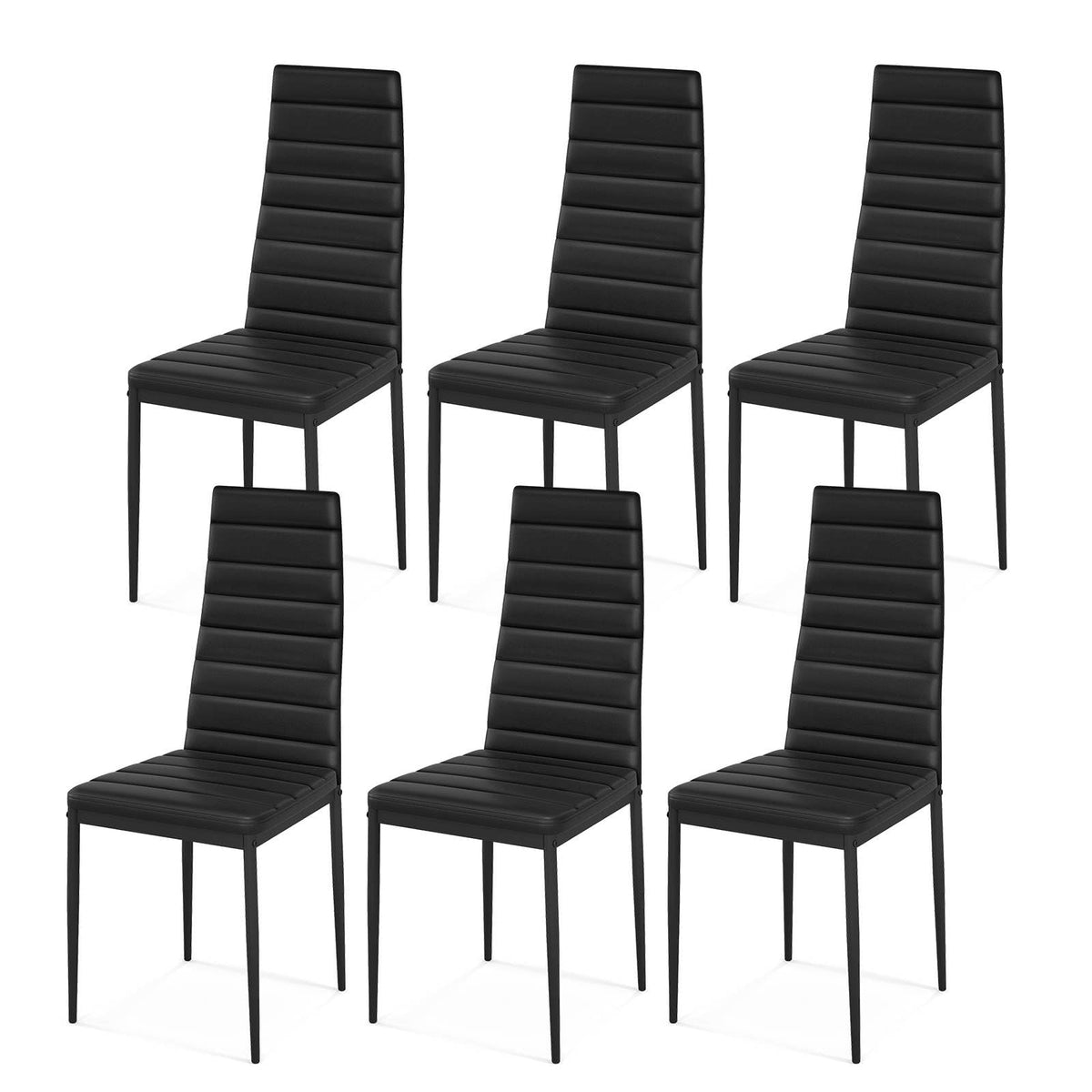 Giantex Set of 6 Dining Chairs, w/Steel Frame, PVC Leather Dining Side Chairs