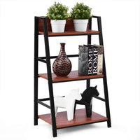 Giantex 3 Tier Bookshelf, Industrial Ladder Bookcase with Metal Frame