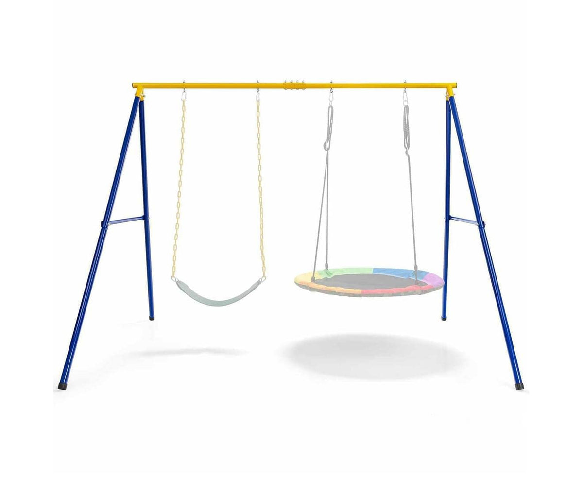 2 Seat Swing Frame for Kids, Children Heavy-Duty Metal Swing Stand w/Ground Stakes