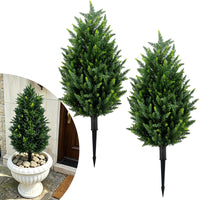 Giantex 2 Pack Artificial Cypress Topiary Trees 90cm Faux Cone Bushes