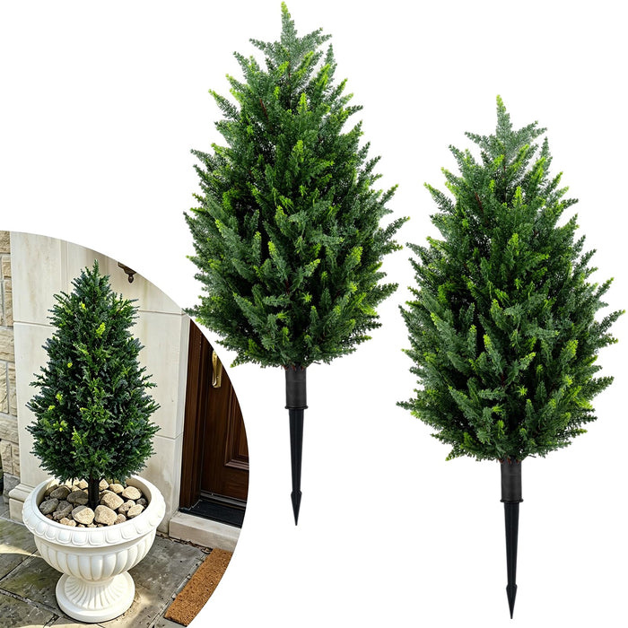 Giantex 2 Pack Artificial Cypress Topiary Trees 90cm Faux Cone Bushes