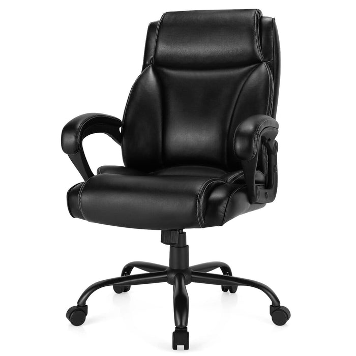 Giantex Big & Tall Executive Chair, High Back Leather Computer Chair w/Metal Base, 180kg Capacity, Black
