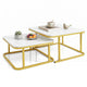 Nesting Coffee Table Set of 2 with Faux Marble Tabletop and Metal Frame for Living Room Bedroom