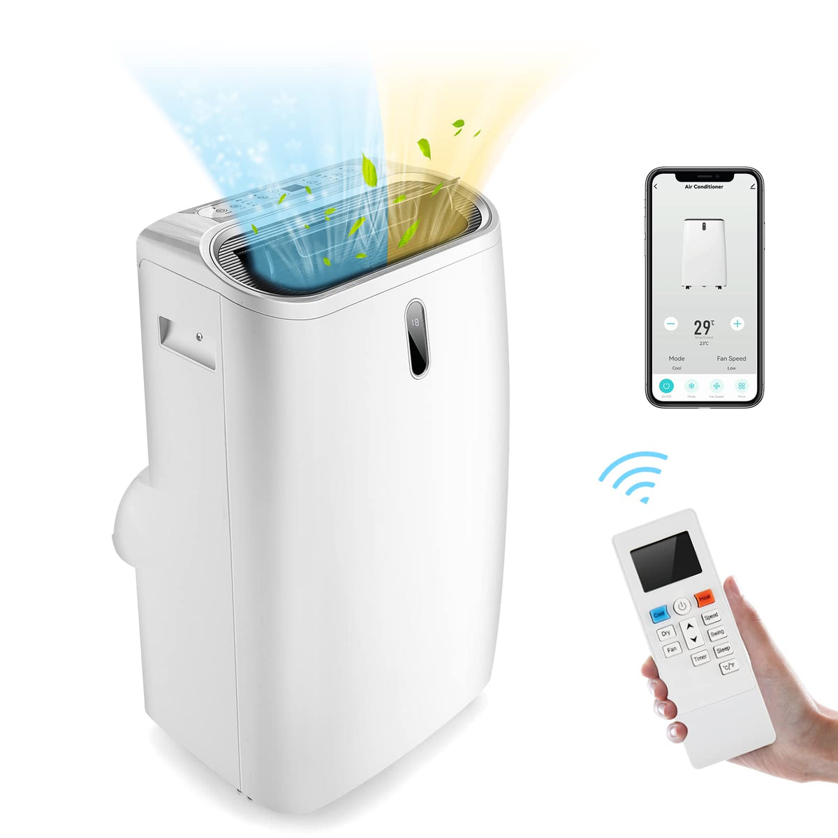 14000/16000 BTU 4-in-1 Portable Air Conditioner with Fan and Sleep Mode