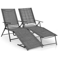 Patio Folding Chaise Lounge Chairs, 2 Piece Outdoor Recliner