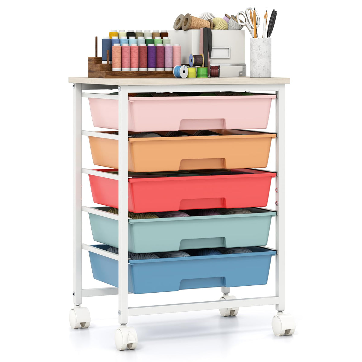 Giantex Rolling Cart with 5 Drawers