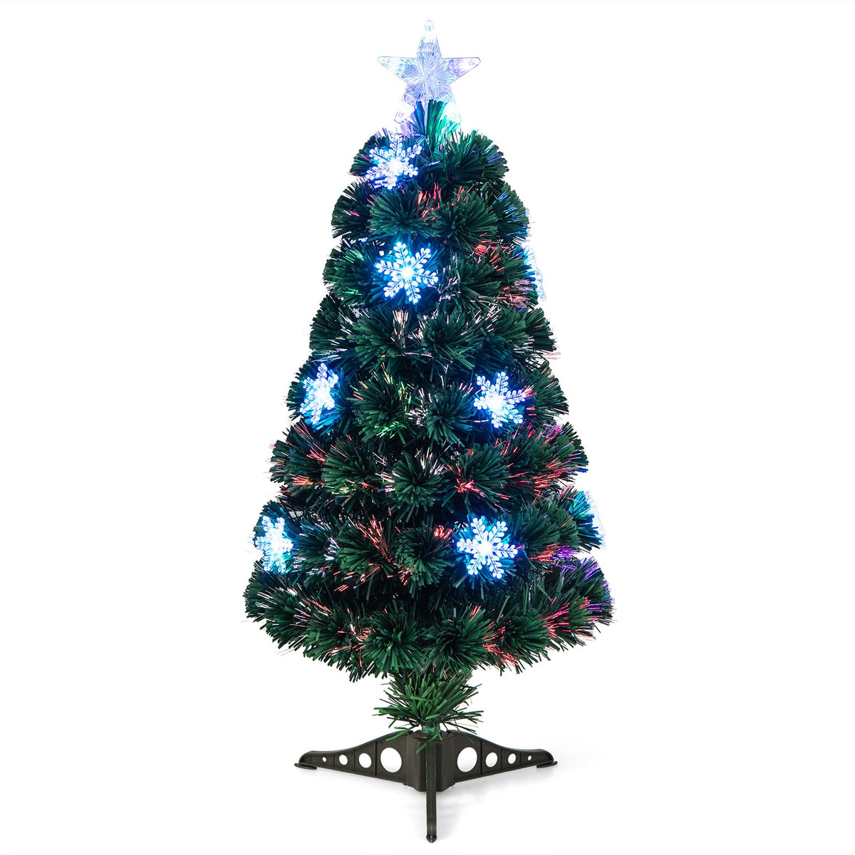 90/120/150cm Pre-Lit Fiber Optic Christmas Tree with 85/125/170 PVC Tips for Holiday Decor