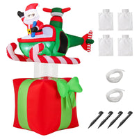 1.8m Christmas Inflatables Santa Claus with Helicopter on Gift Box