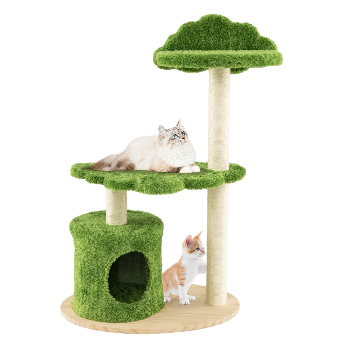 97CM Cute Cat Tree for Indoor Cats, Cat Condo Furniture w/Fully Wrapped Sisal Scratching Posts