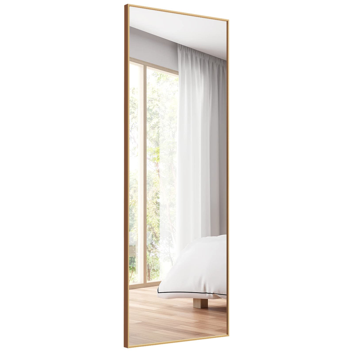 GIANTEX Full Length Mirror, 150x56cm, Full Body Mirror w/ Aluminum Frame & Explosion-Proof Glass (Gold)