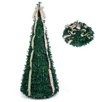 1.8M/2.1M Artificial Christmas Tree with Tree Topper Bow and 4 Ribbons