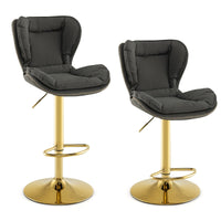 Giantex Adjustable Bar Stool Set of 2, PU Leather Bar Chairs with Padded Seat