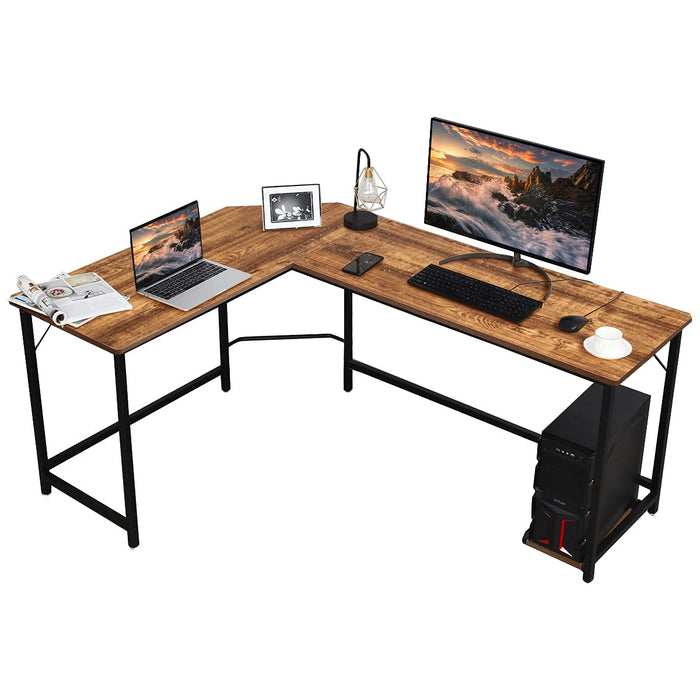 L-Shaped Corner Computer Desk, Home Office Desk PC Laptop Study Table, with CPU Stand