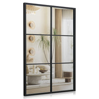 Giantex Wall Mirror, Black Metal Frame Rectangular Windowpane Mirror