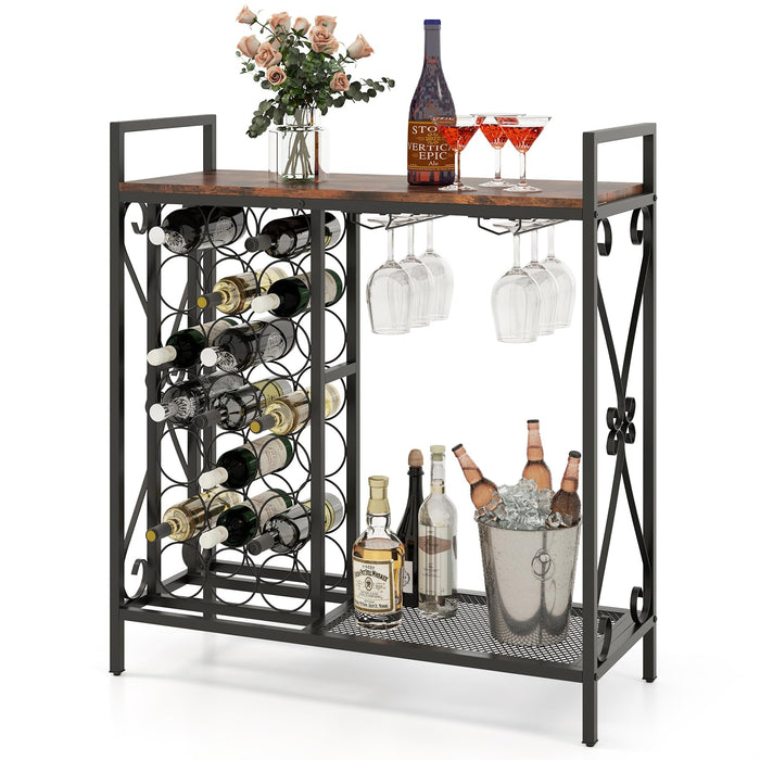 21 Bottle Wine Rack, Freestanding Floor Wine Bottle Organizer