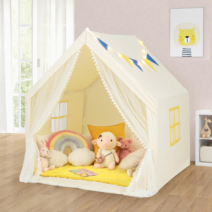 Large Play Tent, Kids & Toddlers Playhouse with Washable Cotton Mat