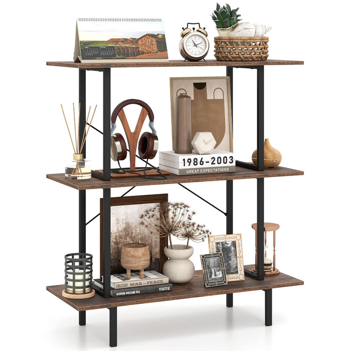 Giantex 3-Tier Bookshelf, Industrial Bookcase w/Open Shelves, Corner Display Shelf