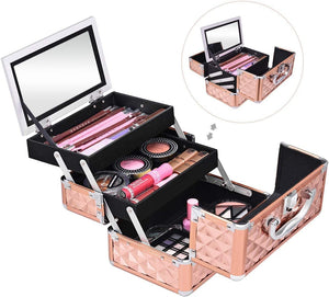 Giantex Portable Mini Makeup Case Beauty Box w/Mirror Professional Organiser Diamond