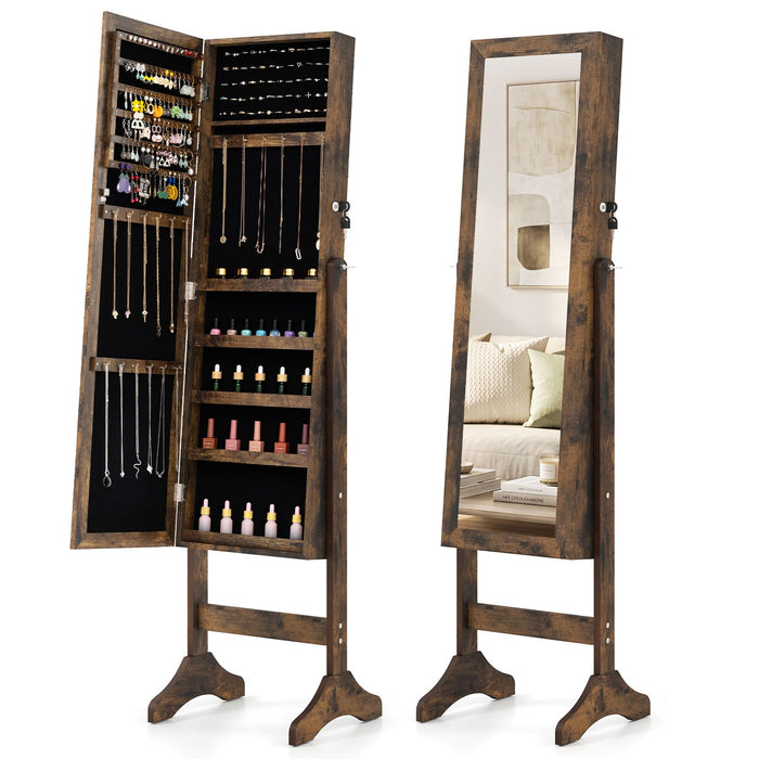 Giantex Freestanding Jewelry Armoire Cabinet w/Full Length Mirror
