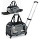 Rolling Pet Carrier with Wheels & Padded Carry Handle, Foldable Cat and Dog Carrier
