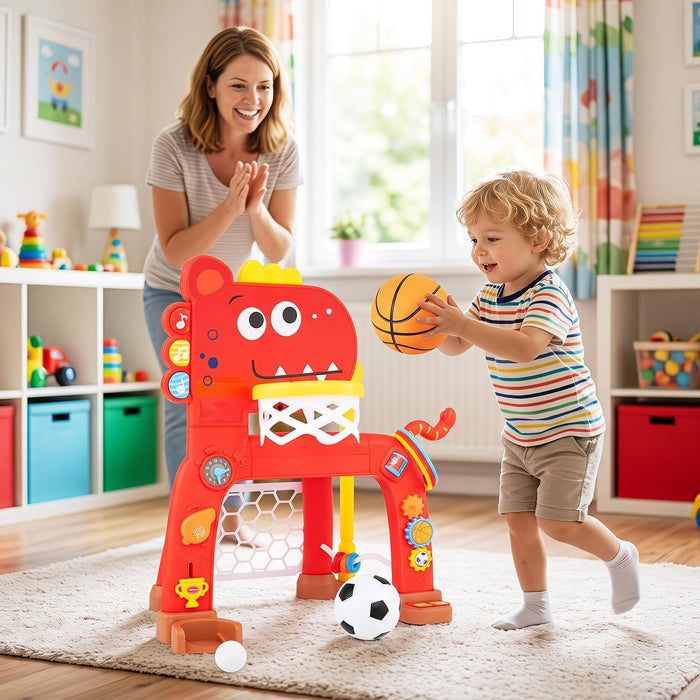 Dinosaur Toddler Basketball Hoop and Soccer Ball Activity Center