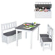 4-Piece Kids Table and Chair Set, Wood Activity Table with Toy Storage Bench