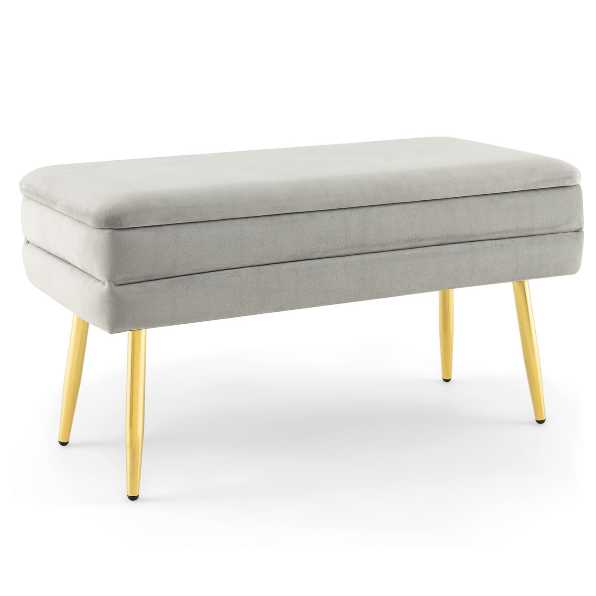 Giantex Velvet Upholstered Storage Bench, Bedroom Ottoman Bench Foot Stool with Removable Top