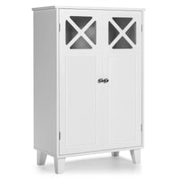 Giantex Bathroom Floor Cabinet, Floor Storage Cabinet with Adjustable Shelf, Visible Windows, 2 Doors, 1 Stationary Shelf White