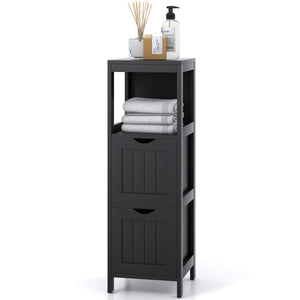 Giantex Bathroom Floor Cabinet, Wooden Storage Cabinet with 2 Removable Drawers