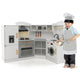 Corner Play Kitchen, Toddler Kitchen Playset with Range Hood, Ice Maker, Microwave, Oven, Sink, Washing Machine