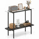 100cm Console Table with Storage Shelf and Tempered Glass Top for Hallway