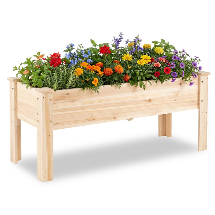 Wooden Raised Garden Bed with Legs and Drainage Holes