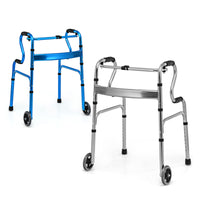 200KG Weight Capacity Aluminum Alloy Adult Walker w/ Unidirectional Wheels & Bi-Level Armrests