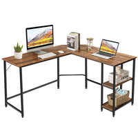 Giantex Industrial L-Shaped Computer Desk, Home Office Desk PC Laptop Study Table, Rustic Brown