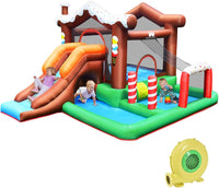 Inflatable Bounce House, Jumping Castle Snow Bounce House for Kids w/ Large Jump Play Area (with 450W Blower)