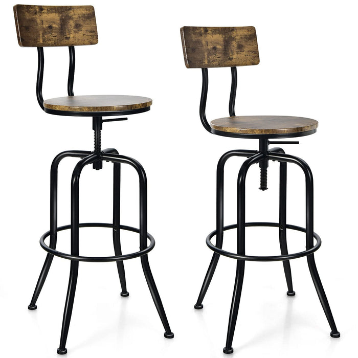 Giantex Set of 2 Bar Stools, Industrial Tall Bar Chairs, Counter Height Swivel Stools, Adjustable Seat