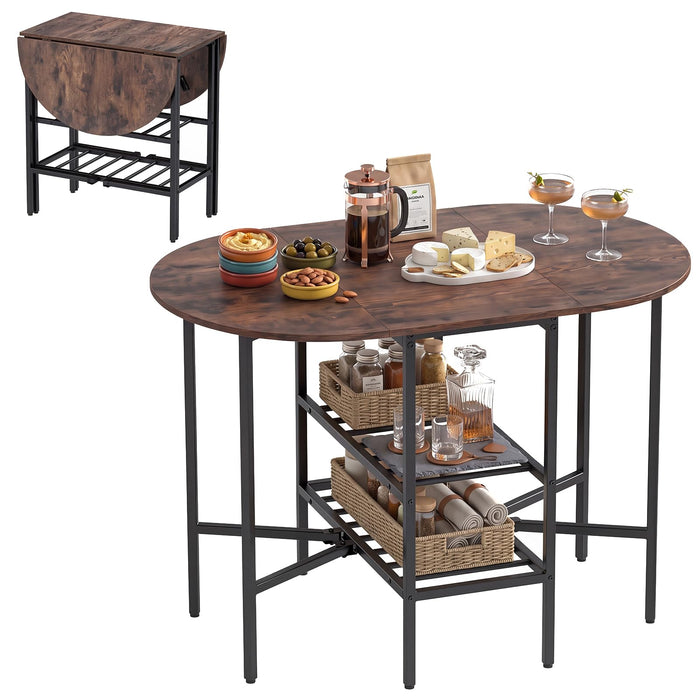 Giantex Folding Dining Table for 4 People, Oval Dining Table