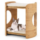 Cute Bamboo Cat Tree with Double Beds and Removable Cushions