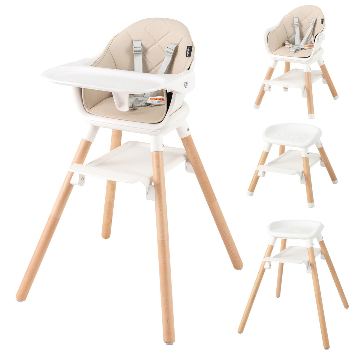 6-in-1 Convertible Wooden Baby High Chair