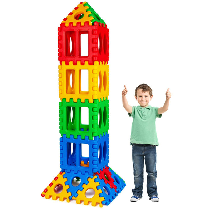 32 Pieces Big Waffle Block Set for Kids Toddler, Snap-Together Giant Waffle Block Set W/Put Together & Pull Apart Blocks